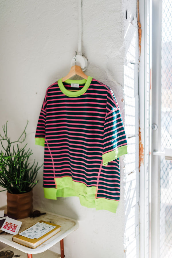 wanda colorblock striped tunic | green stripe