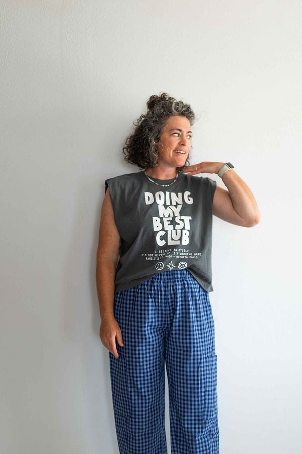 doing my best club | faded black boxy muscle tee