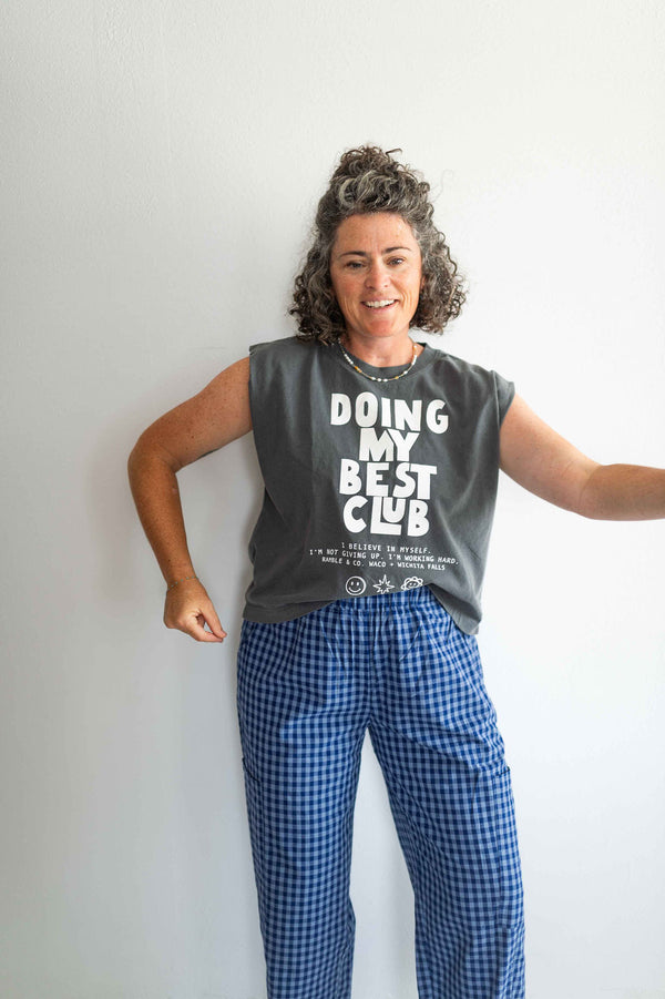 doing my best club | faded black boxy muscle tee