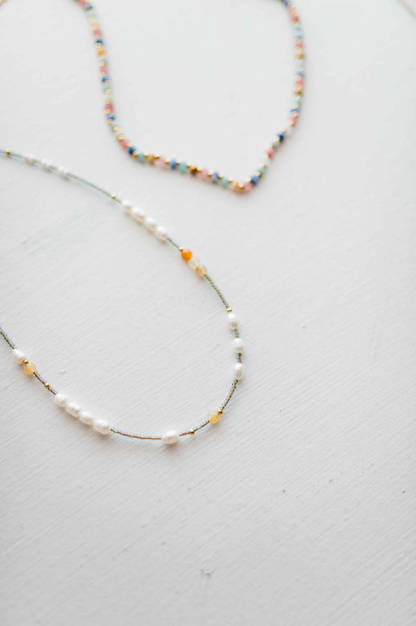 simple pearl + beaded | necklace