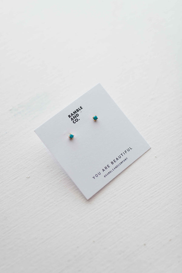 turquoise stud earrings | gold filled