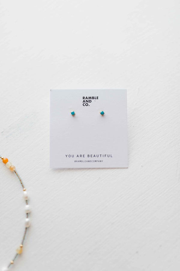 turquoise stud earrings | gold filled