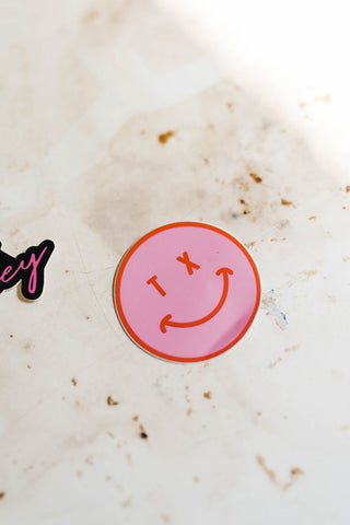 tx smiley circle pink  |  sticker