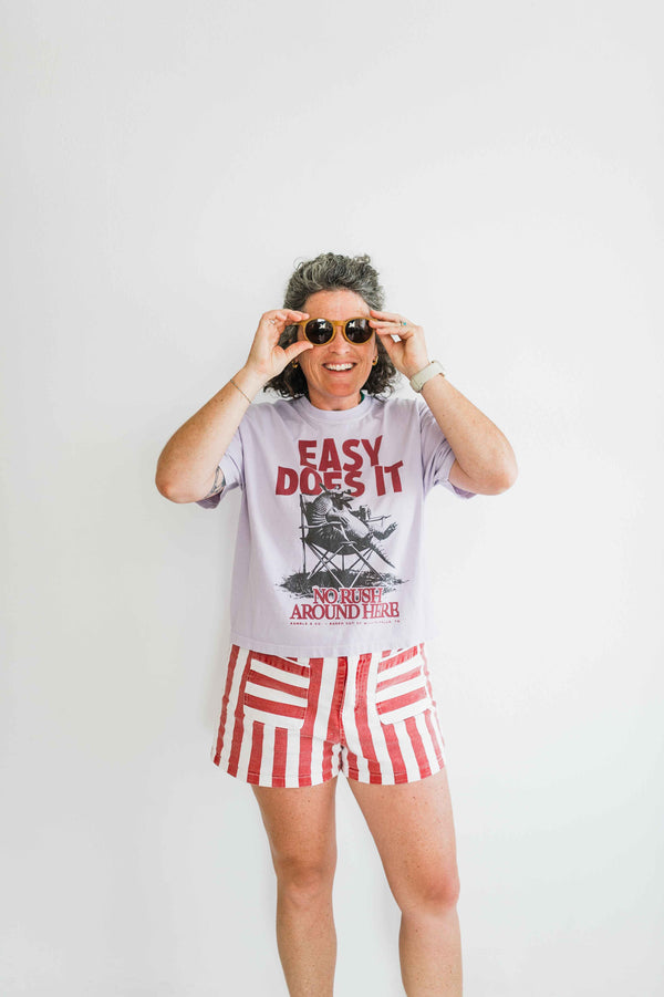 easy does it armadillo | orchid comfort colors boxy cropped teetee
