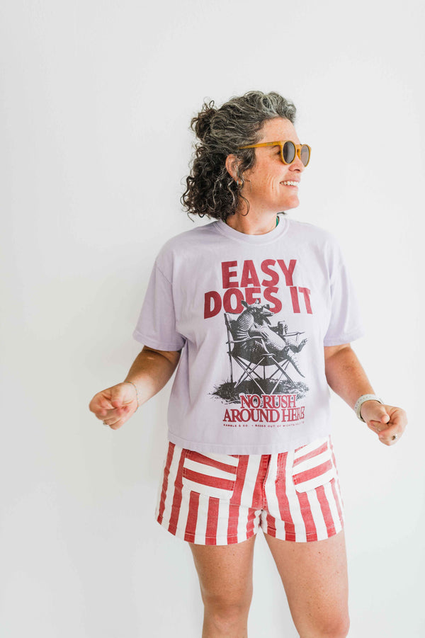 easy does it armadillo | orchid comfort colors boxy cropped teetee