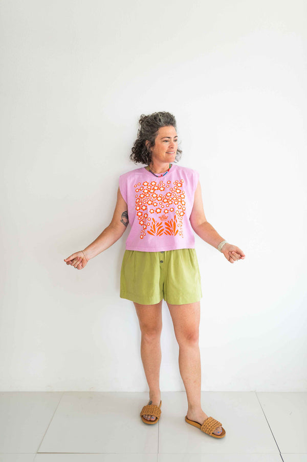 washed cotton shorts | light olive