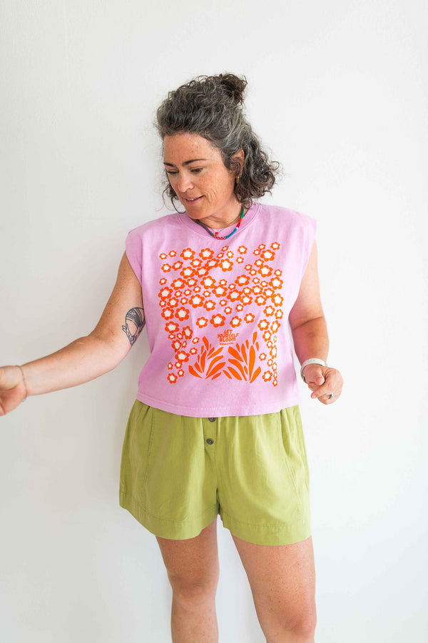 let yourself bloom | pink boxy muscle tee