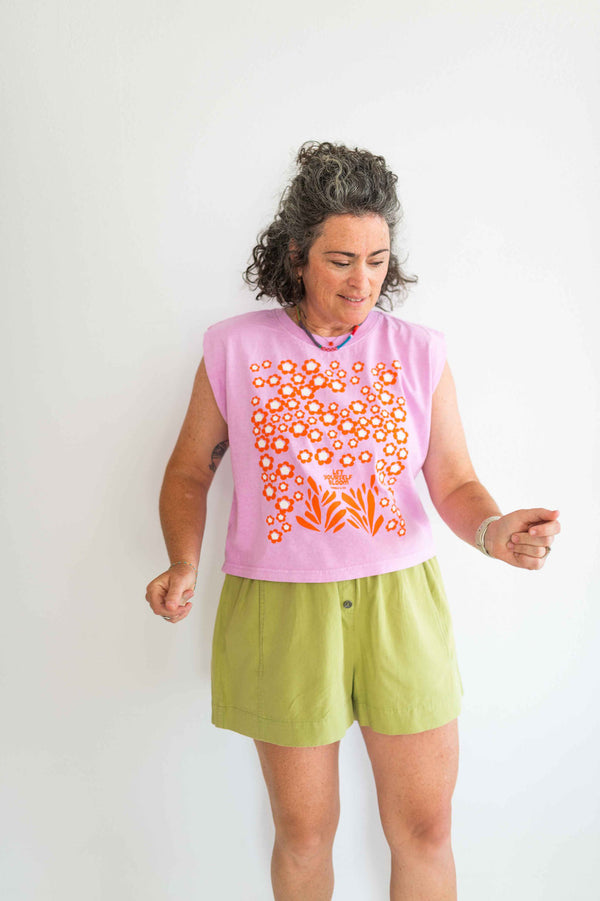 let yourself bloom | pink boxy muscle tee
