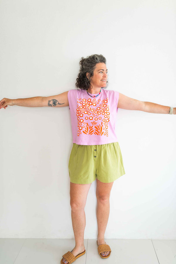 let yourself bloom | pink boxy muscle tee