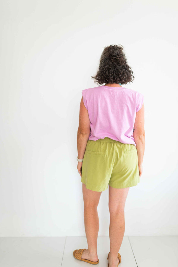 washed cotton shorts | light olive