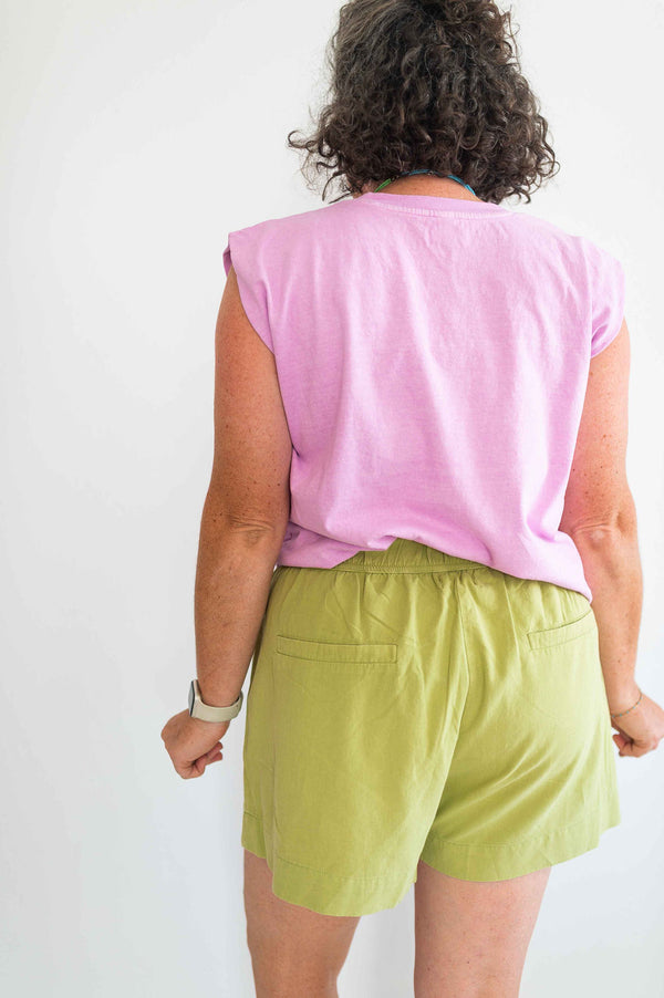 washed cotton shorts | light olive
