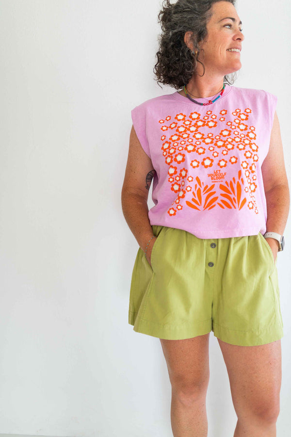 let yourself bloom | pink boxy muscle tee