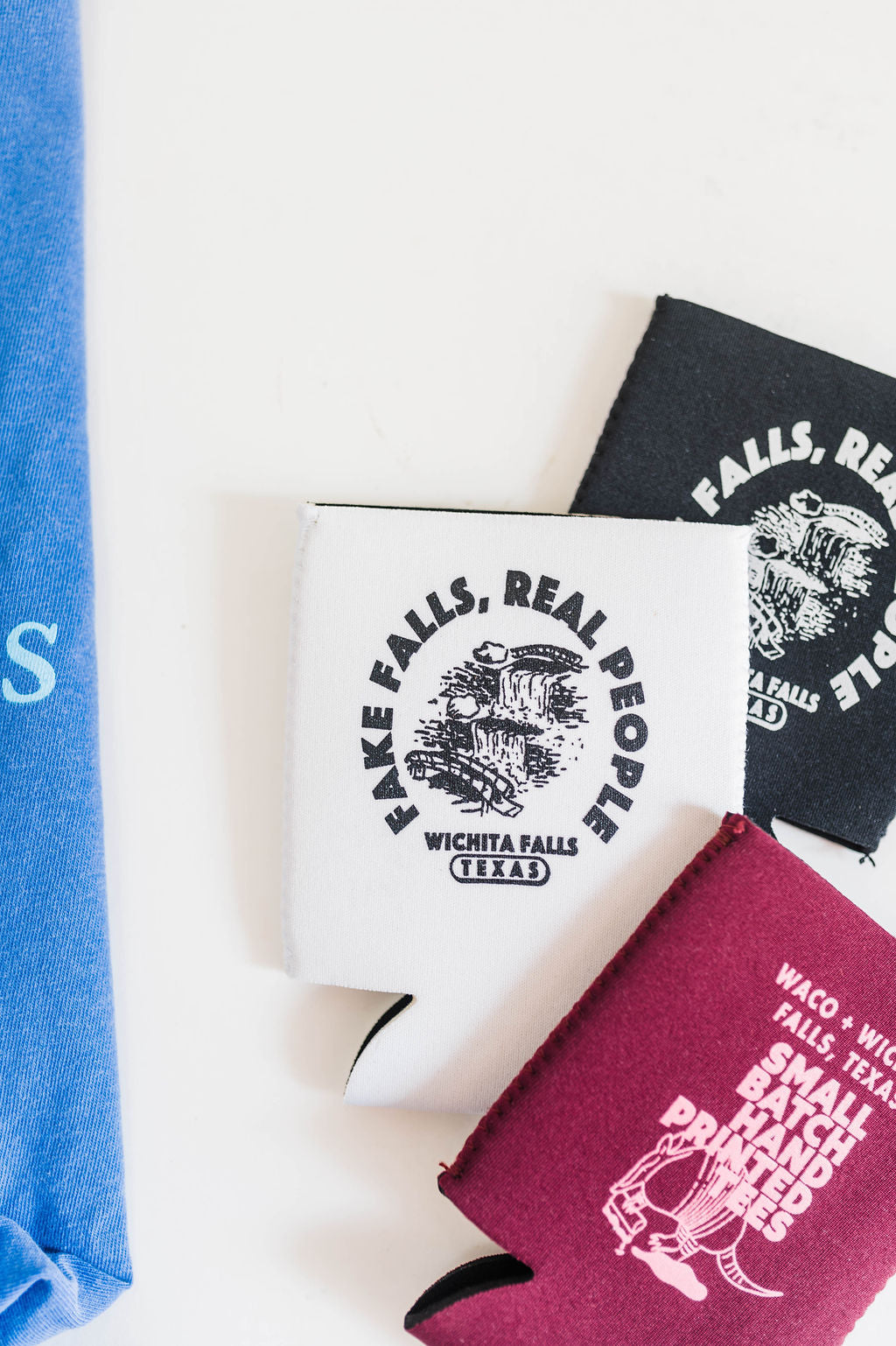 fake falls koozie | white