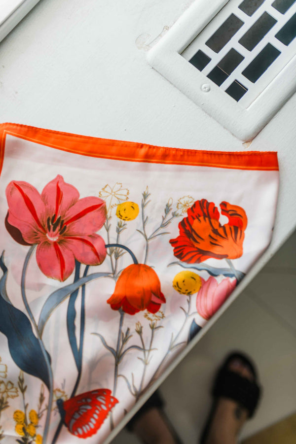 flower & butterfly bandana | red floral