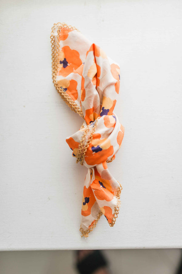 retro printed bandana | tangerine poppy
