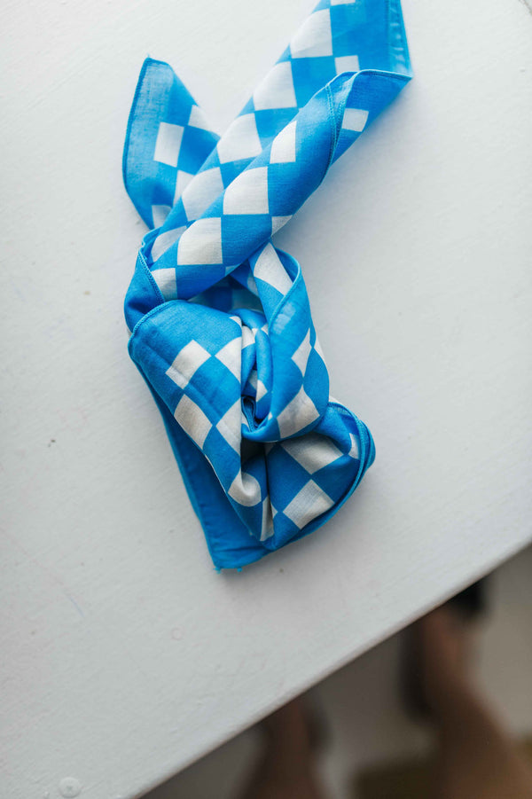 printed bandana | blue check