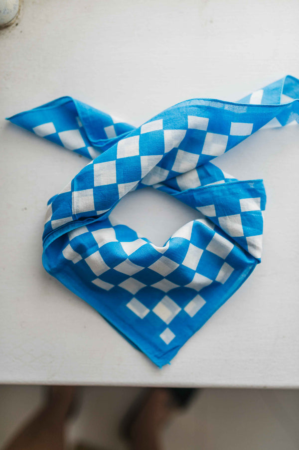 printed bandana | blue check