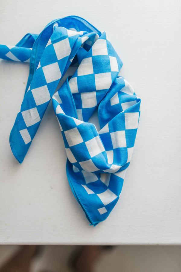 printed bandana | blue check