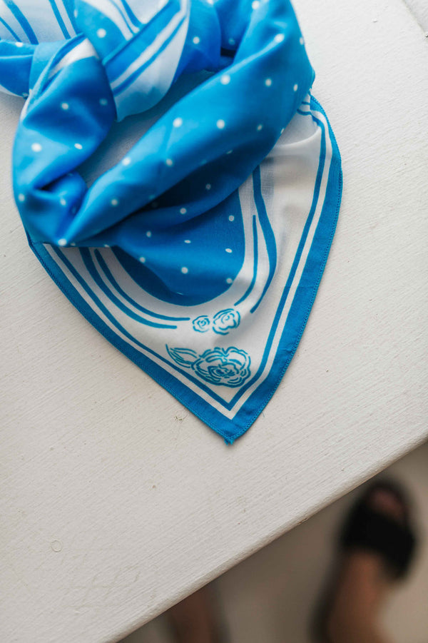 printed bandana | blue polka dot