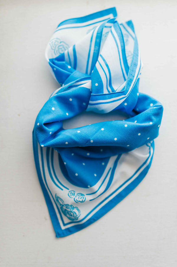 printed bandana | blue polka dot