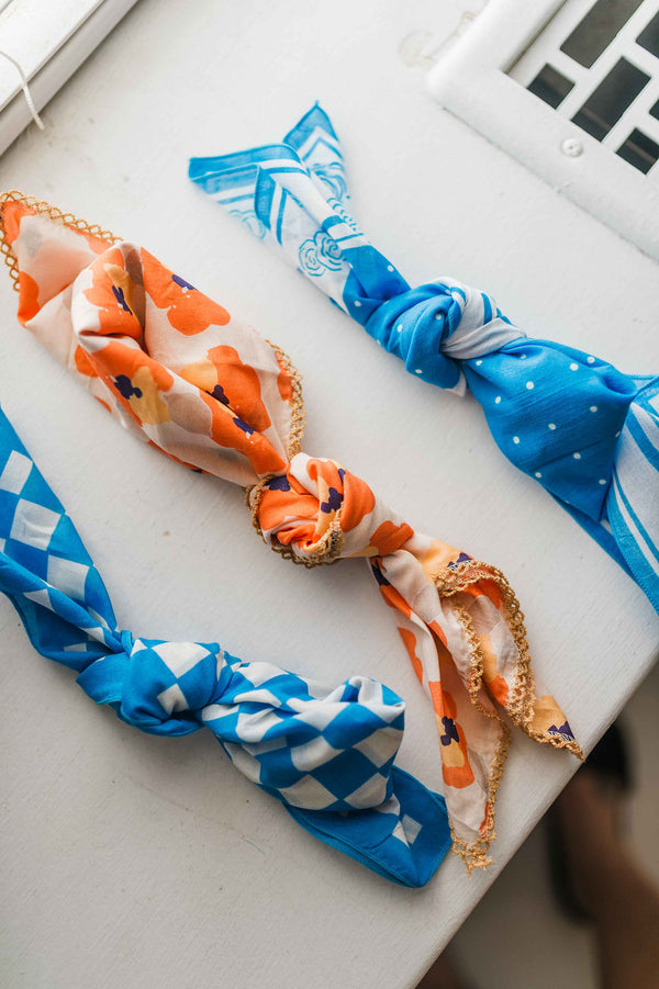 retro printed bandana | tangerine poppy