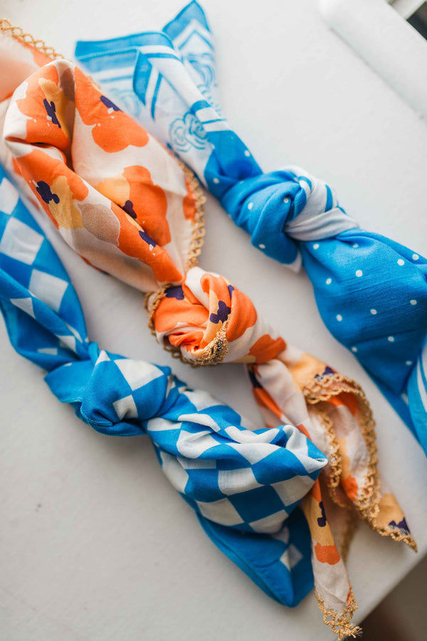 printed bandana | blue polka dot