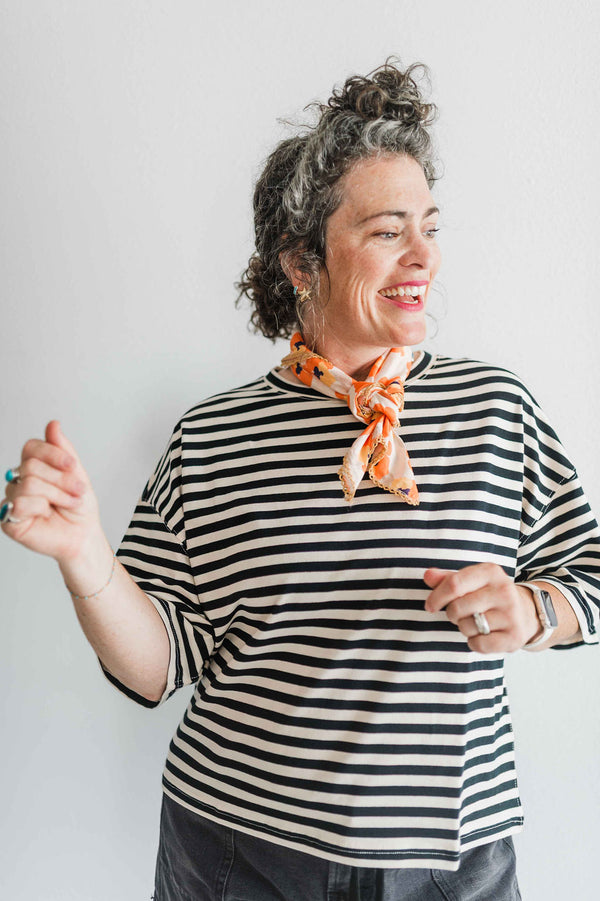 retro printed bandana | tangerine poppy