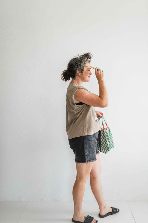 wild ain't for tamin' desert | faded brown boxy muscle tee