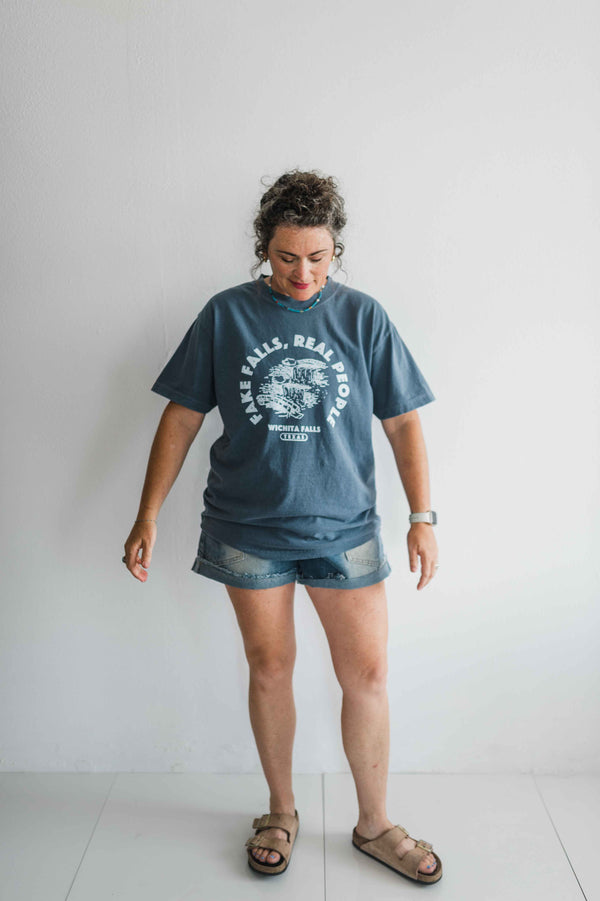 fake falls real people | navy relaxed tee