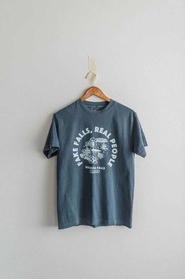 fake falls real people | navy relaxed tee