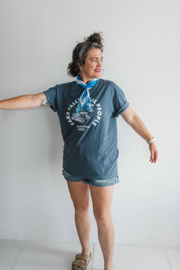 fake falls real people | navy relaxed tee