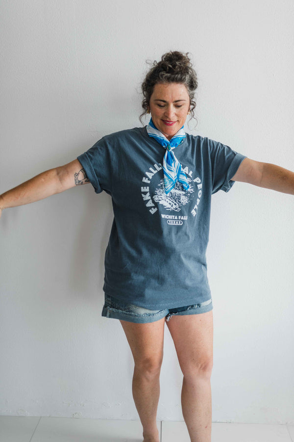 fake falls real people | navy relaxed tee