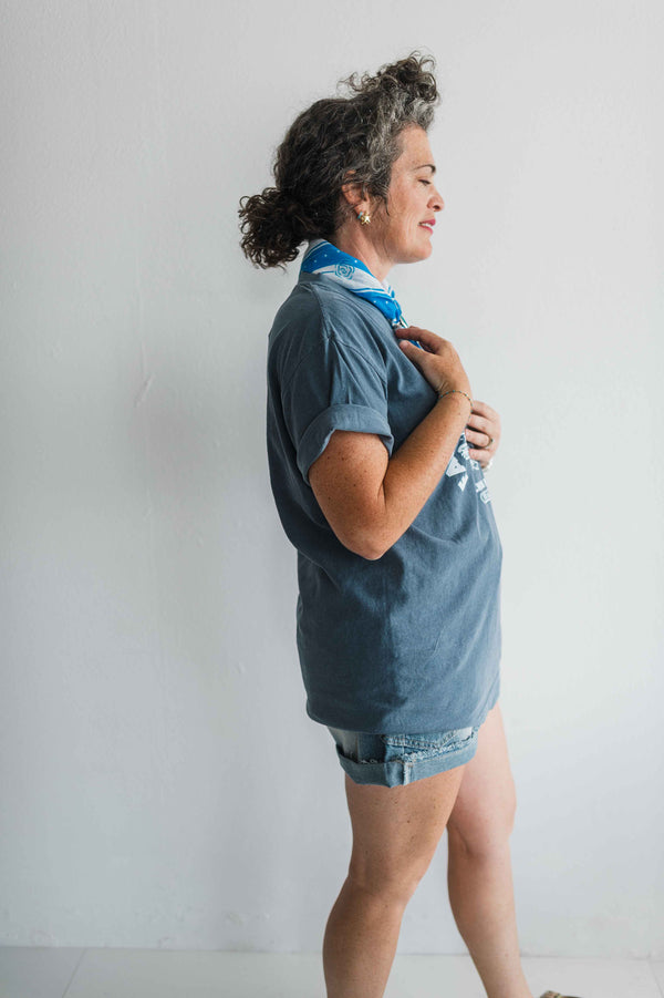 fake falls real people | navy relaxed tee