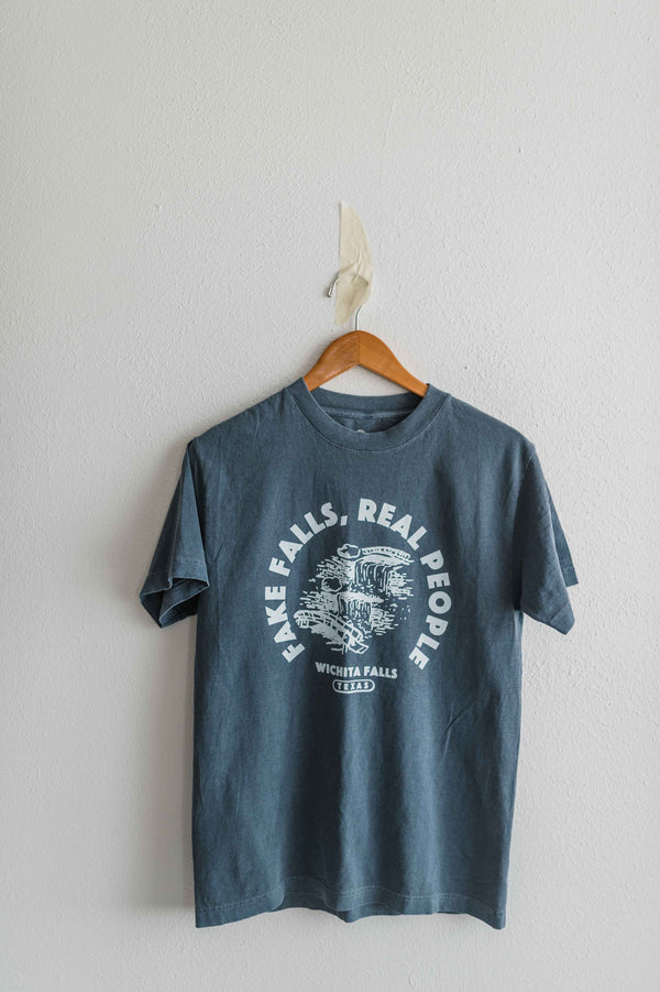 fake falls real people | navy relaxed tee