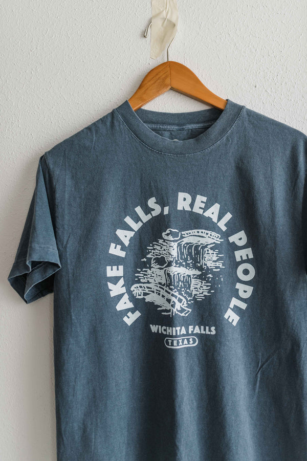 fake falls real people | navy relaxed tee
