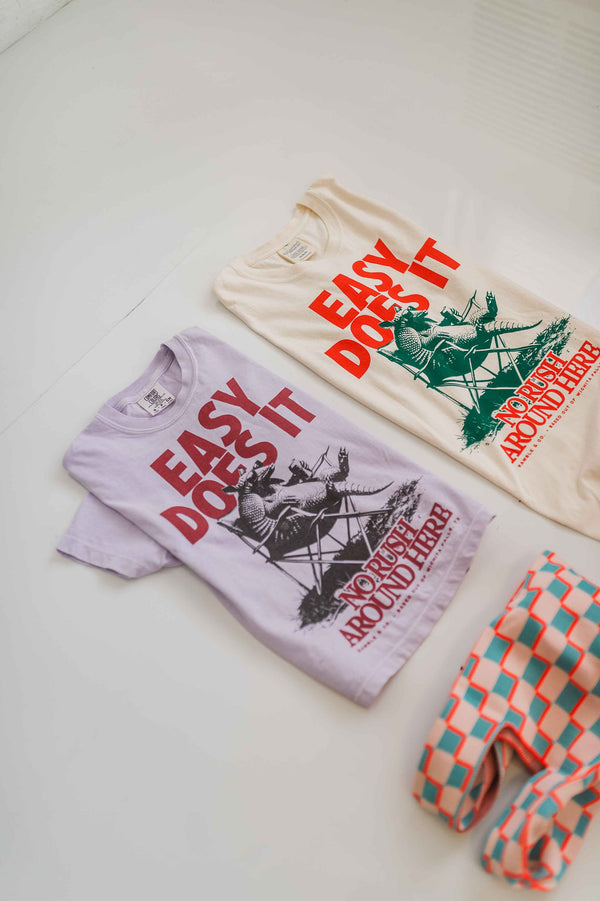 easy does it armadillo | orchid comfort colors boxy cropped teetee