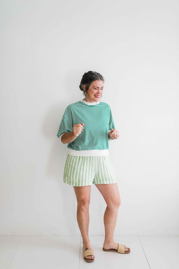 penny loose fit top | apple green stripe