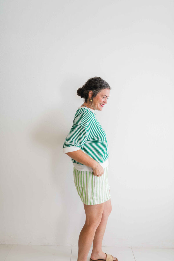 penny loose fit top | apple green stripe