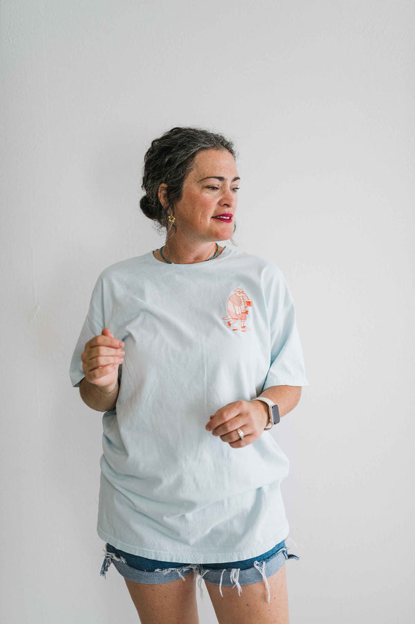roll with it armadillo soothing blue | comfort wash unisex tee