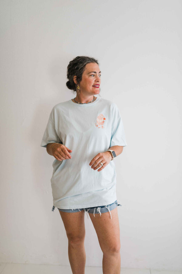 roll with it armadillo soothing blue | comfort wash unisex tee
