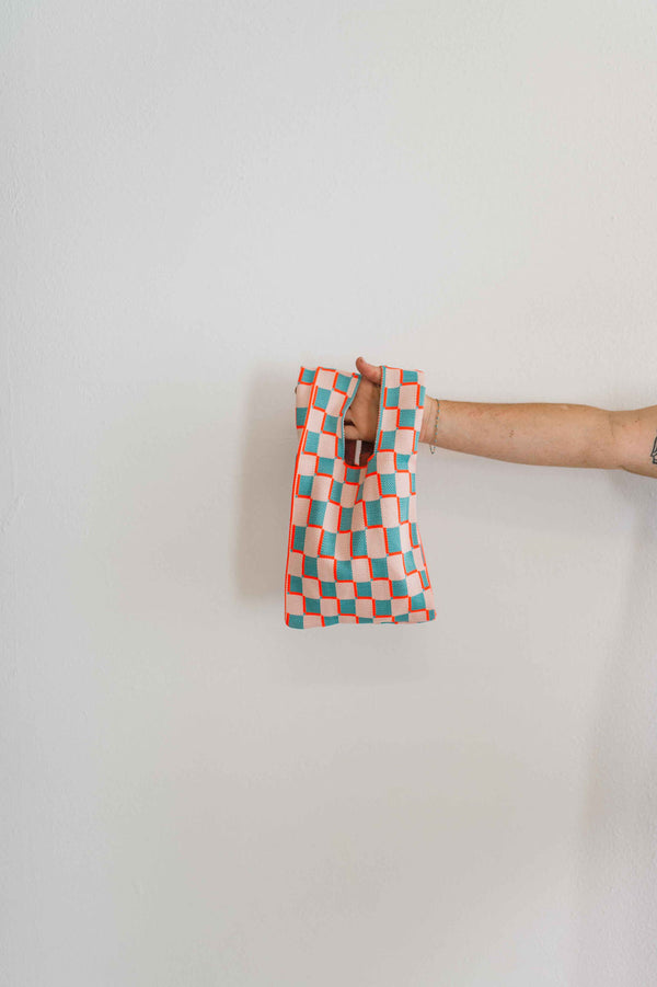 check contract mini bag | pink + teal
