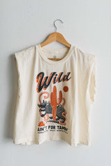 wild ain't for tamin' desert | cream boxy muscle tee