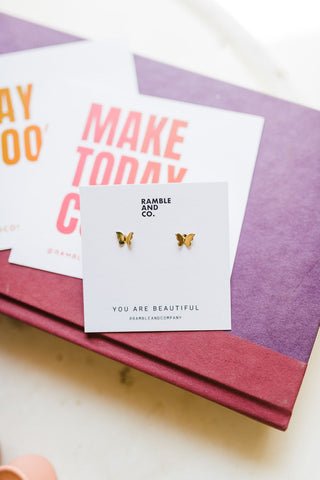 mini butterfly studs | 18k gold filled earrings