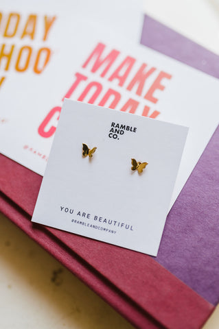 mini butterfly studs | 18k gold filled earrings