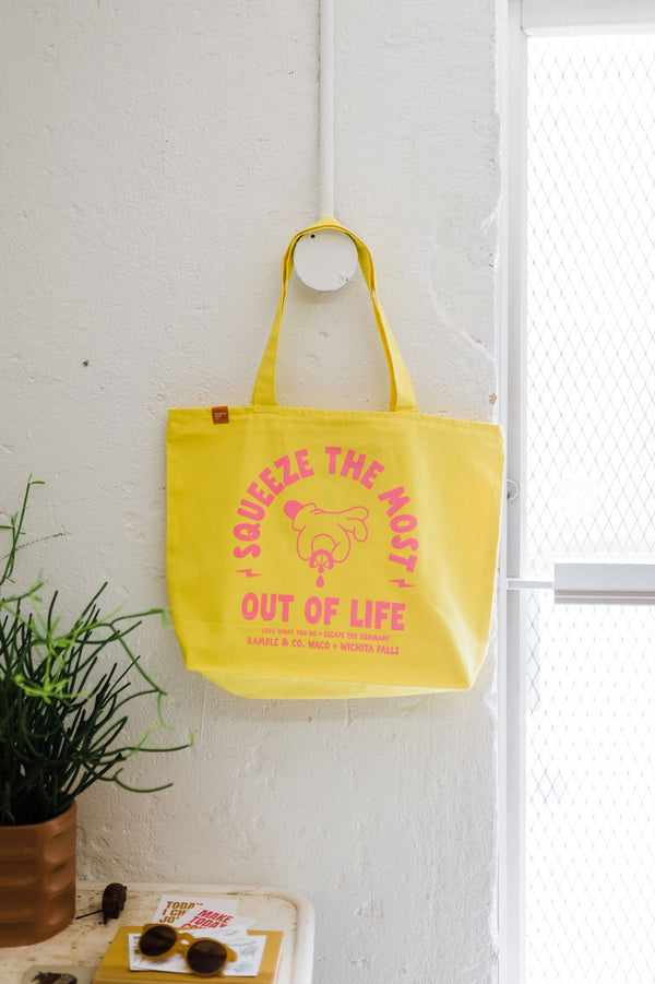 squeeze the most out of life | yellow tote