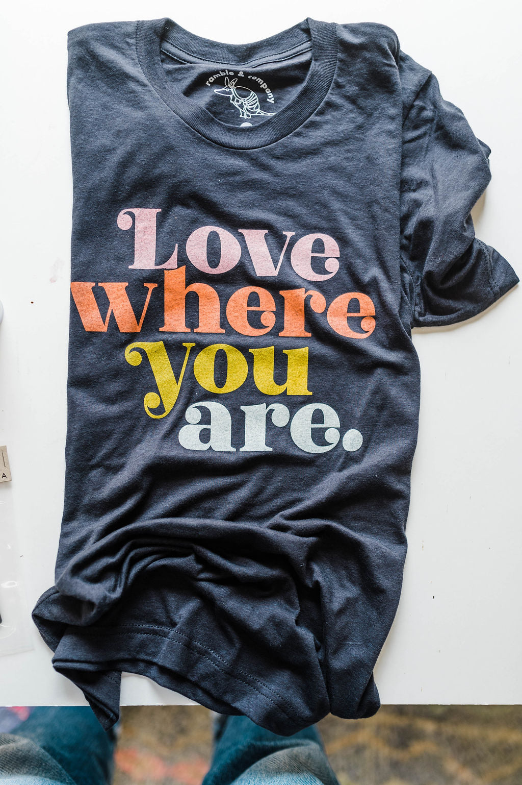 love where you are | charcoal tee