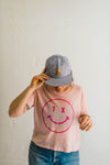 smiley tx | rose cropped tee