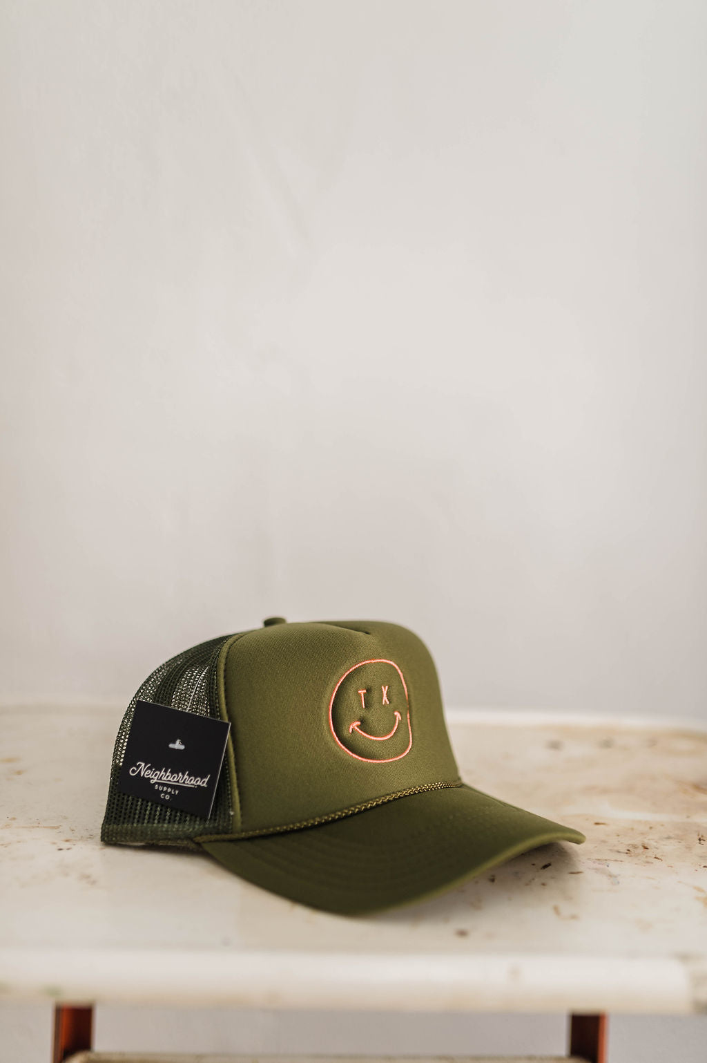 tx smiley | olive mesh back hat