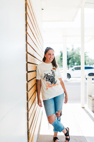 yeehaw skeleton + armadillo | cream comfort colors tee