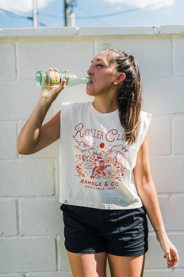 roller club | cream boxy muscle tee